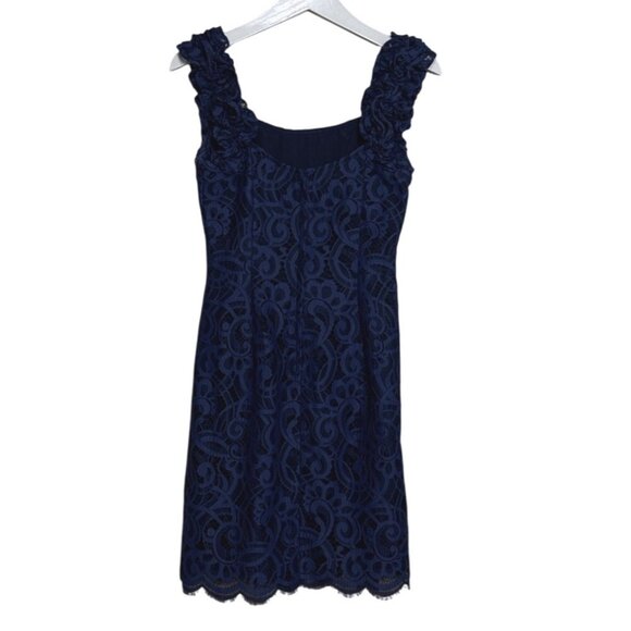 Lilly Pulitzer Mara Bright Navy About Face Two Tone Lace Dress Sleeveless Size 2 - Picture 7 of 16